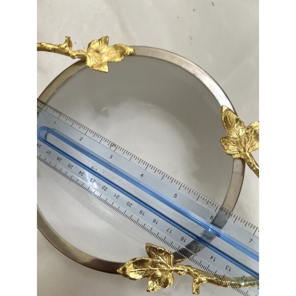 OBJET Gold Leaf Handle + White Hand Basin Made in INDIA 6 3/4" - Picture 2 of 4